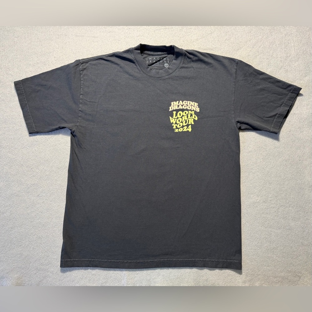 Imagine Dragons 2024 LOOM Tour T Shirt Mens Large Black Cartoon Dragon Band Tee
